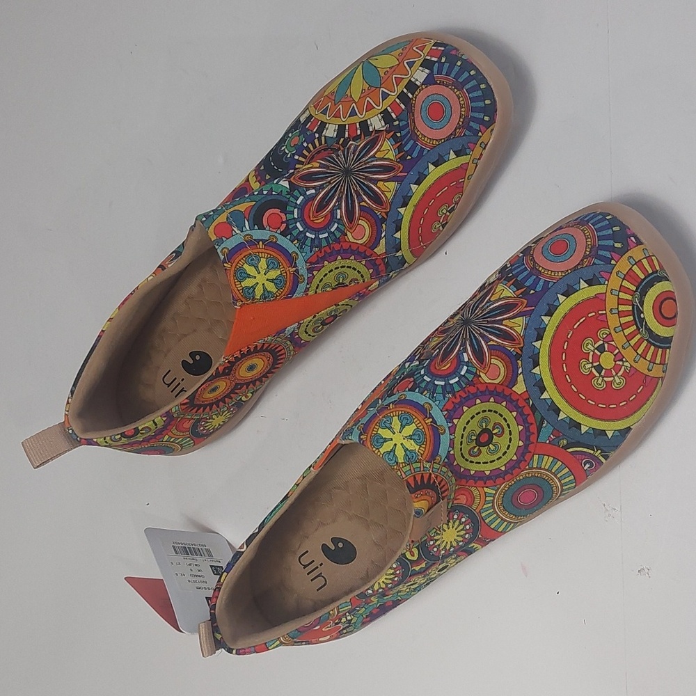 UIN Red and Orange Flats Artistic Slip-On Loafers Sz 10.5